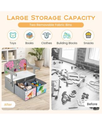 3 in 1 Kids Convertible Activity Bench Children Table & Chair Set with 2 Bins