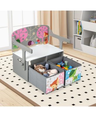 3 in 1 Kids Convertible Activity Bench Children Table & Chair Set with 2 Bins
