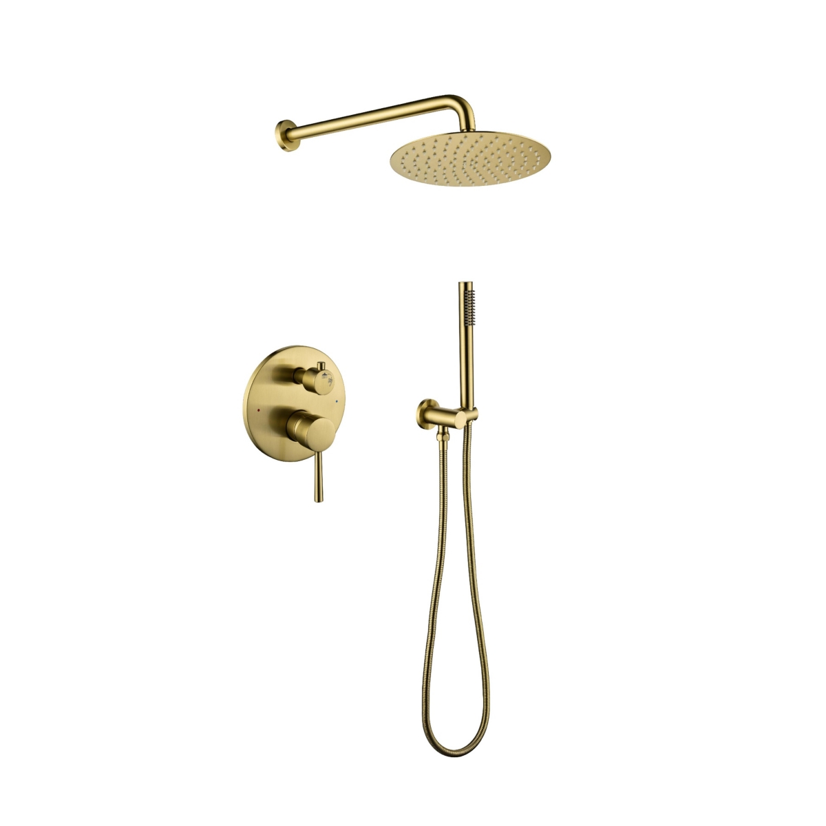 Brushed Gold Wall Mounted Shower System - Gold