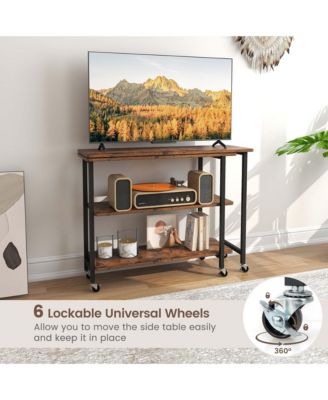 360° Rotatable Sofa Side Table L-shaped Laptop Desk Snack Table withShelf Patented