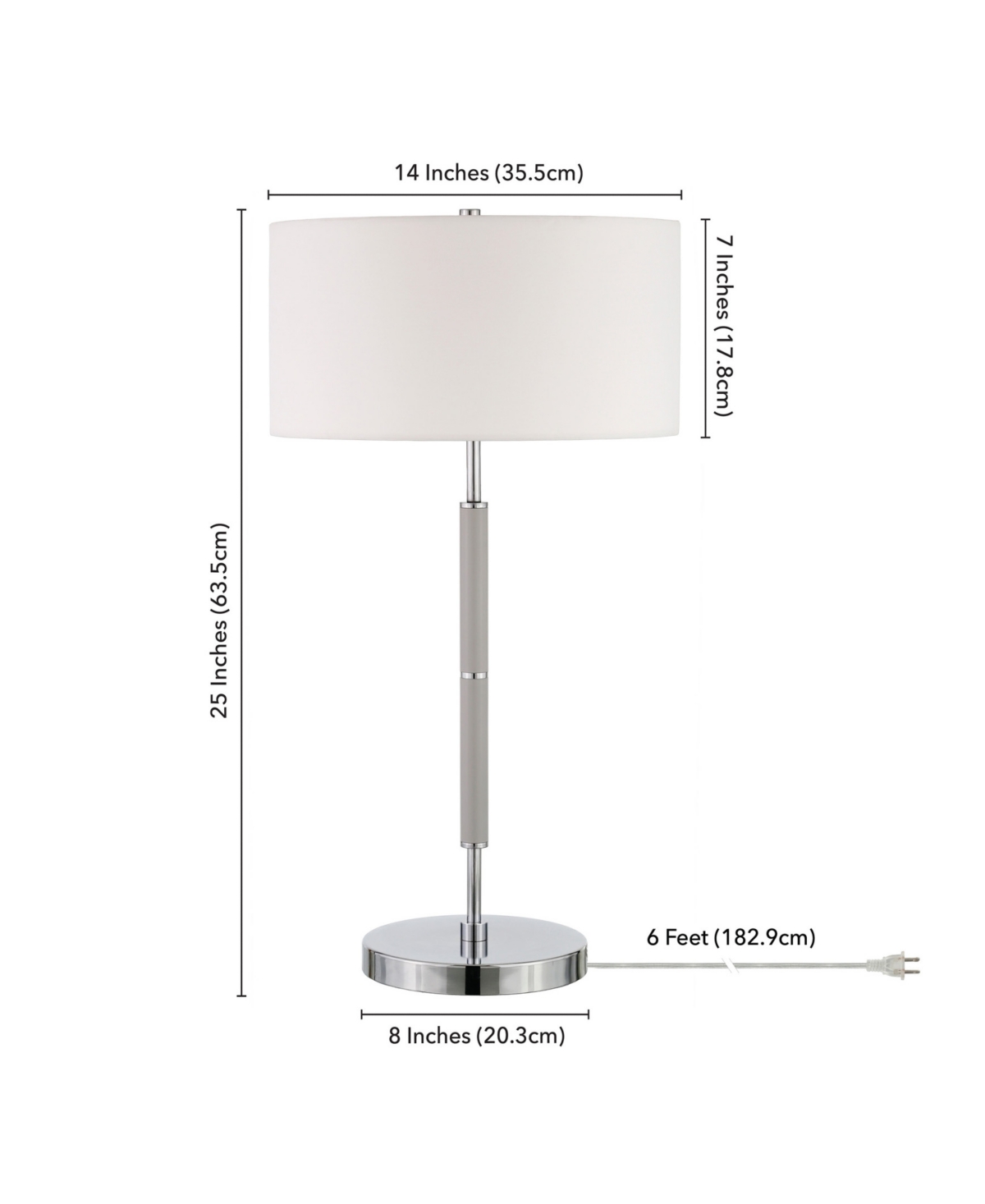 Hudson & Canal Simone 25" Tall 2-light Table Lamp With Fabric Shade In Cool Grey,nickel
