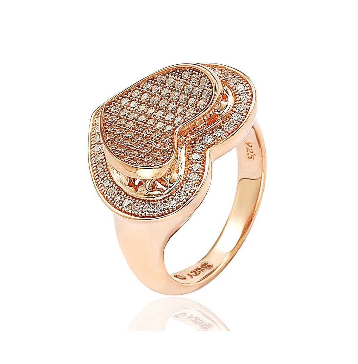 Suzy Levian New York Suzy Levian Sterling Silver Cubic Zirconia Pave Lifted Heart Ring
