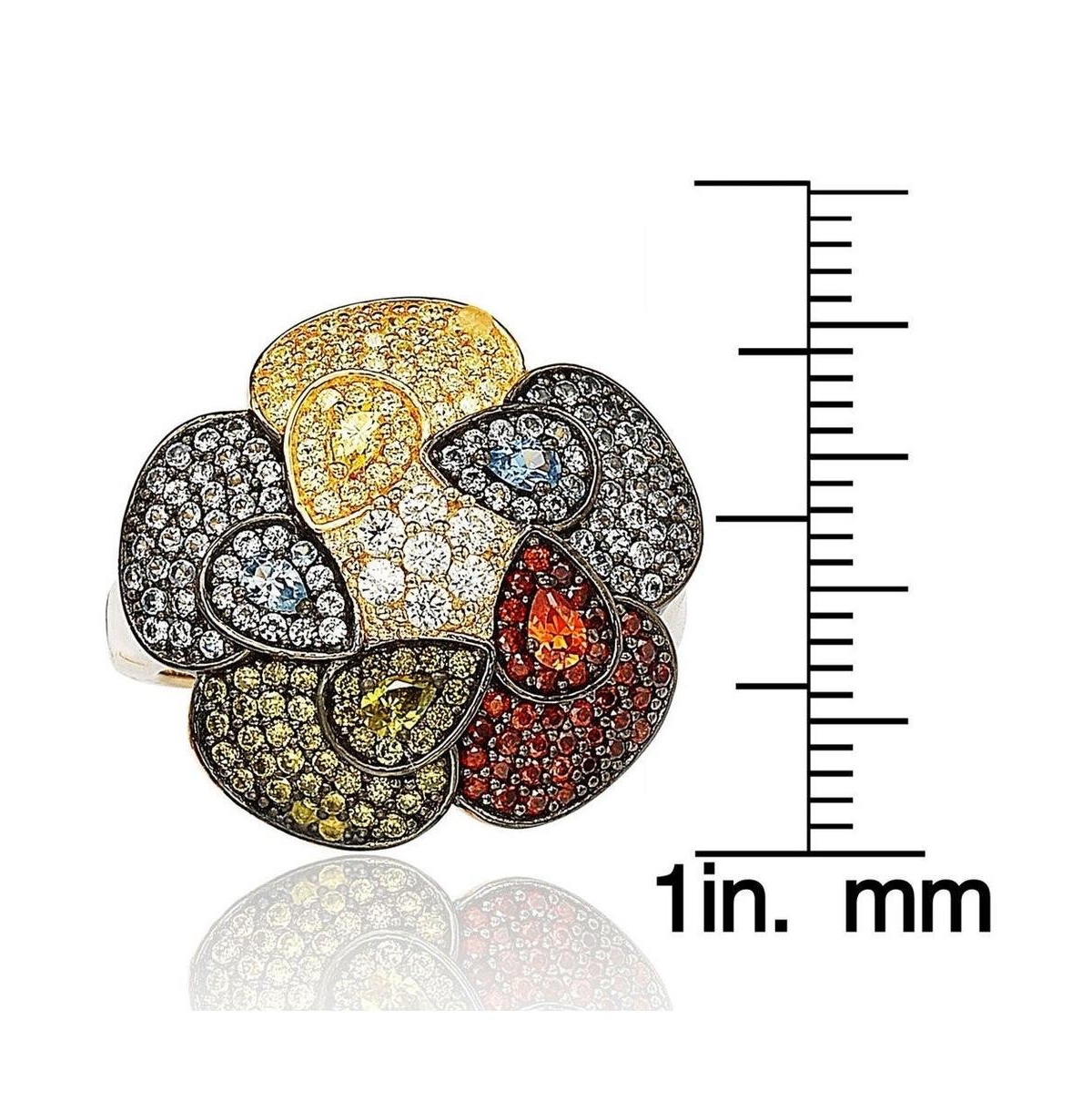 Suzy Levian New York Suzy Levian SterlingCubic Zirconia Pave Multi-Color Flower Ring - Silver