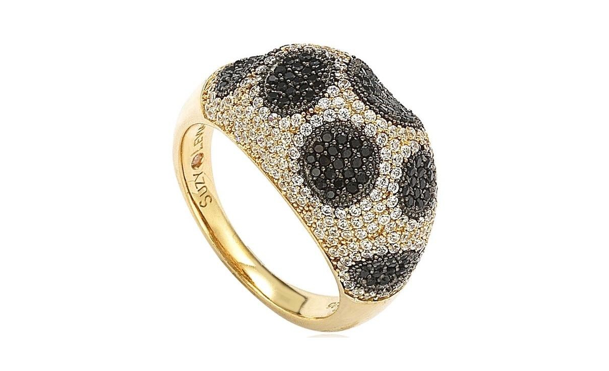 Suzy Levian Sterling Silver Cubic Zirconia Spotted Ring - Gold