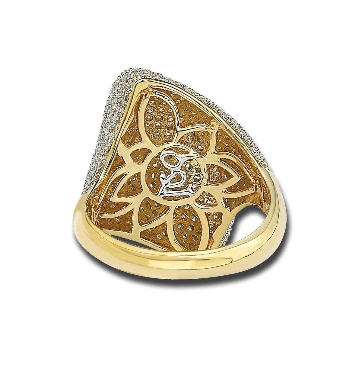 Suzy Levian New York Suzy Levian Sterling Silver Cubic Zirconia Pave Diagonal Puff Ring
