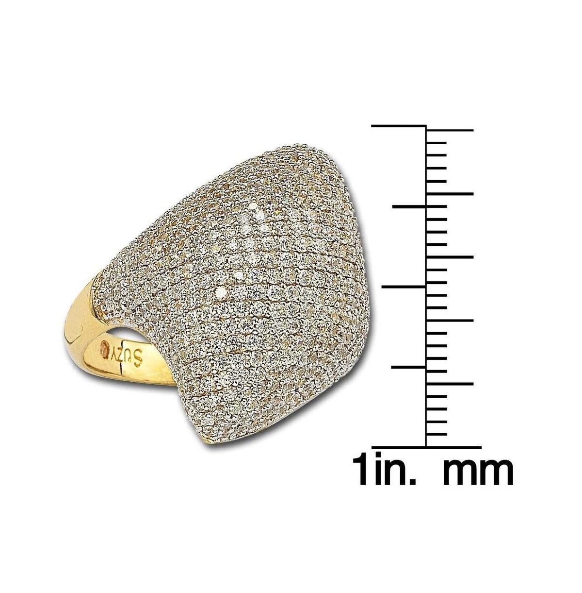 Suzy Levian New York Suzy Levian Sterling Silver Cubic Zirconia Pave Diagonal Puff Ring