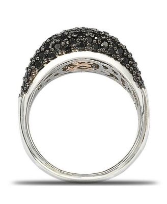 Suzy Levian Sterling Silver Cubic Zirconia Black and White Edge Ring