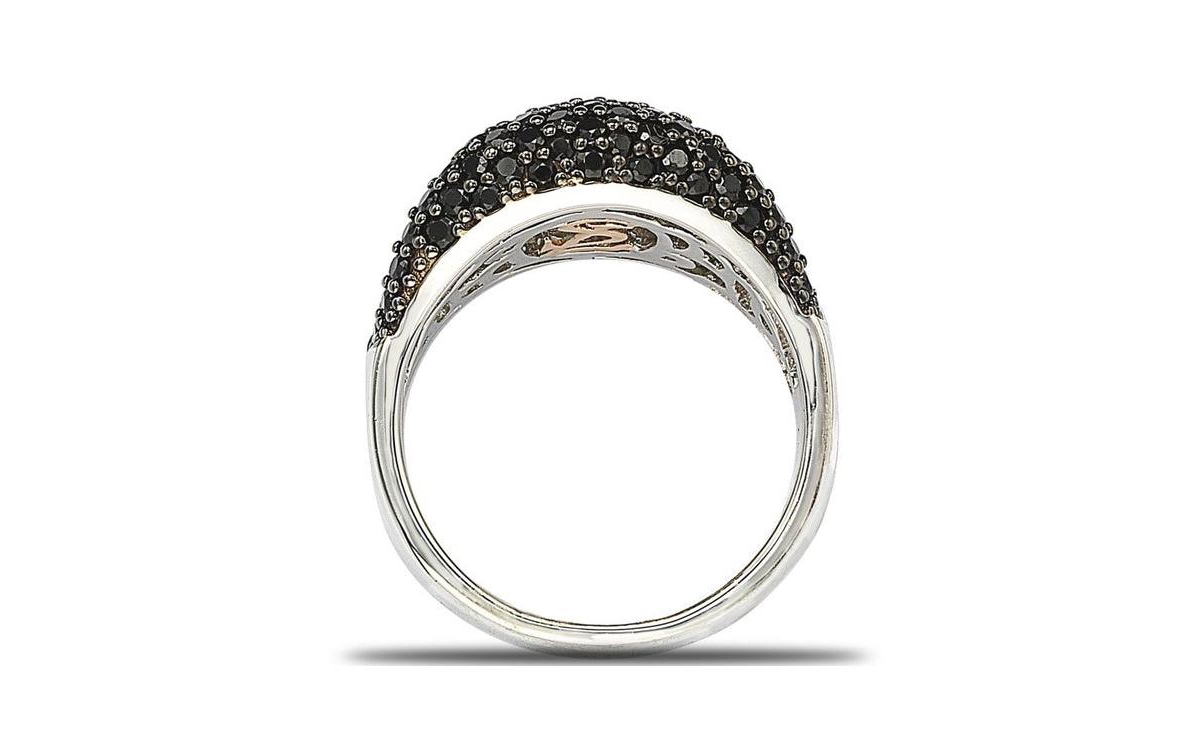 Suzy Levian New York Suzy Levian Sterling Silver Cubic Zirconiaand White Edge Ring - Black