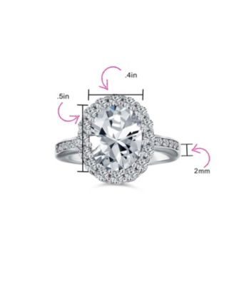  4CTW Cubic Zirconia Oval Pave CZ Halo Promise Ring Gold Plated .925 Sterling Silver