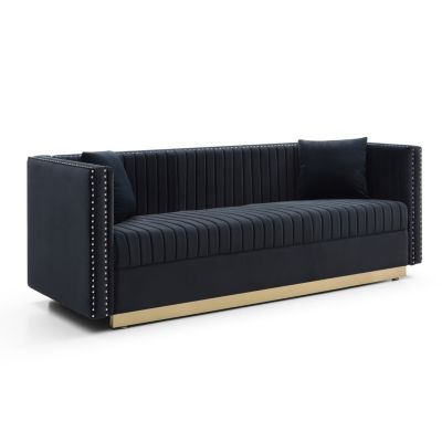 Streamdale Modern Black Velvet Sofa & Loveseat Set