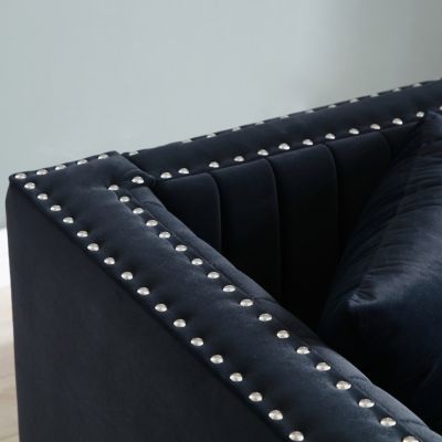 Streamdale Modern Black Velvet Sofa & Loveseat Set