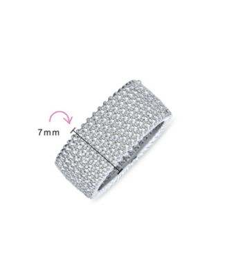 Pave Cubic Zirconia 5 Row Wide CZ Eternity Band Ring .925 Sterling Silver