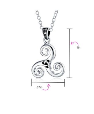 Spiritual Celtic Spiral Triquetra Trinity Knot Pendant Necklace For Women s Oxidized Sterling Silver