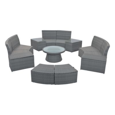 Streamdale Half-Moon Rattan Patio Sofa Set