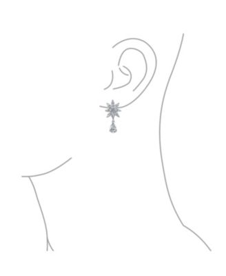 Jewelry Set Art Deco Marquise Leaf CZ Choker Necklace and Drop Chandelier Earrings