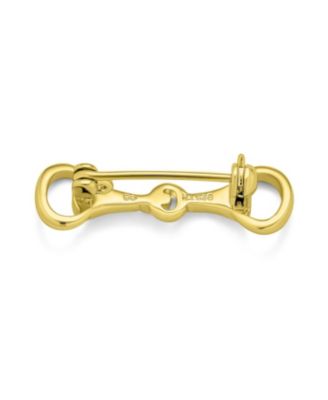 Equestrian Gift Double Bit Horse Snaffle Brooche Pin 14K Gold Plated Silver