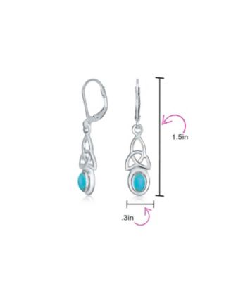 Love Knot Oval Bezel Set Natural Amethyst Topaz Onyx Quartz Turquoise Dangle Earrings .925 Sterling Silver
