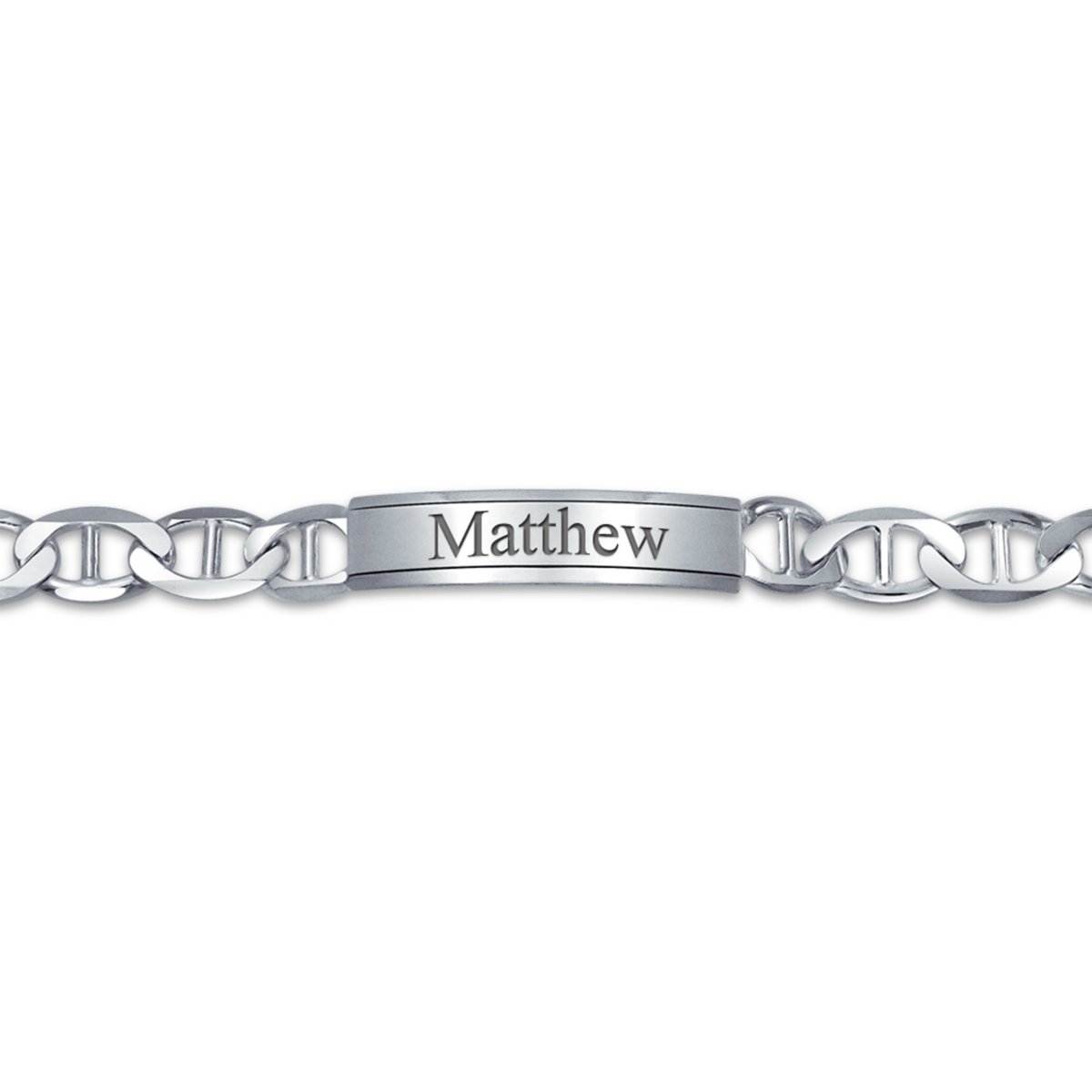 Bling Jewelry Bar Name Plated identification Id Bracelet 10MM Marine Mariner Chain Link 250 Gauge .925 Sterling Silver Made In Italy - Silver marine 1