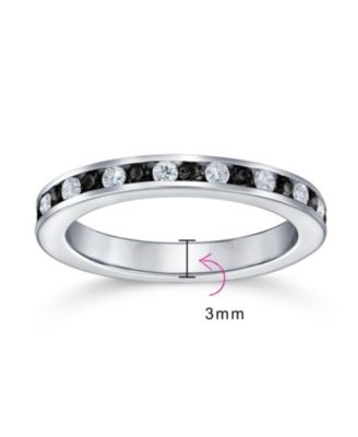 Cubic Zirconia Thin Stackable CZ Channel Set Eternity Band Ring .925 Sterling Silver 3MM