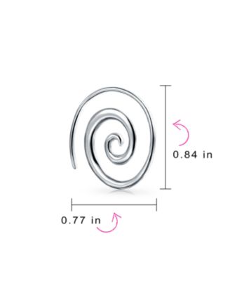 Geometric Tribal Swirl Wire Spiral Hoop Threader Earrings Sterling Silver