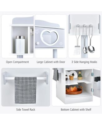 Kids Kitchen PlaySet Pretend Wooden Play Kitchen with IceDispenser&Stovefor Toddler