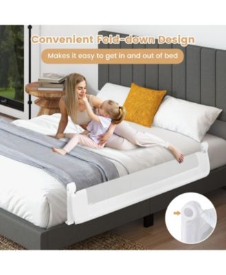 Kids Bed Rail Guard with Adjustable Strap and Fold-Down Design for Easy Access