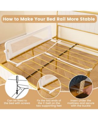 Kids Bed Rail Guard with Adjustable Strap and Fold-Down Design for Easy Access