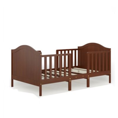 Classic Wooden Toddler Bed with 2 Guardrails, Converts for Growing Kids