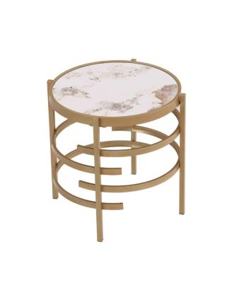 Streamdale Pandora Stone Modern Side Table (Golden