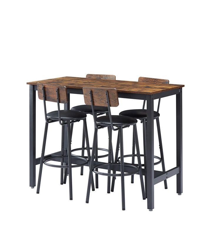 Simplie Fun Rustic Brown Bar Table Set with 4 Stools - Macy's
