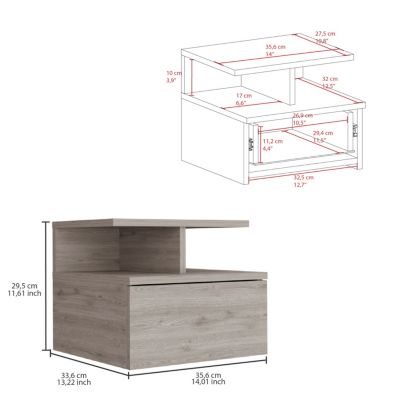  Floating Nightstand Flopini, One Drawer, Macadamia Finish