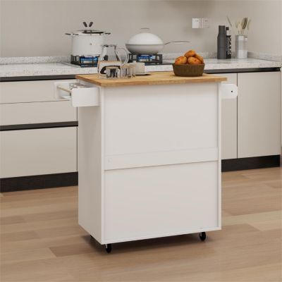 Rolling Kitchen Trolley Cart with Shelves & Towel Rack