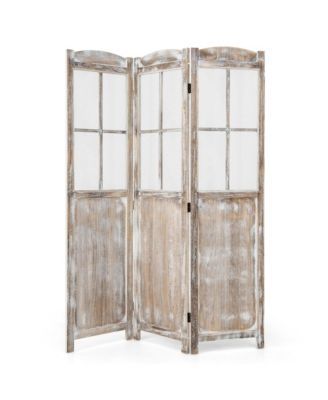 6FT Retro 3-Panel Room Divider Folding Privacy Screen Freestanding Wall Divider