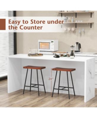 Set of 2 Industrial Saddle Stool Counter Height Bar Stool Dining Pub Chair w/ Metal Frame