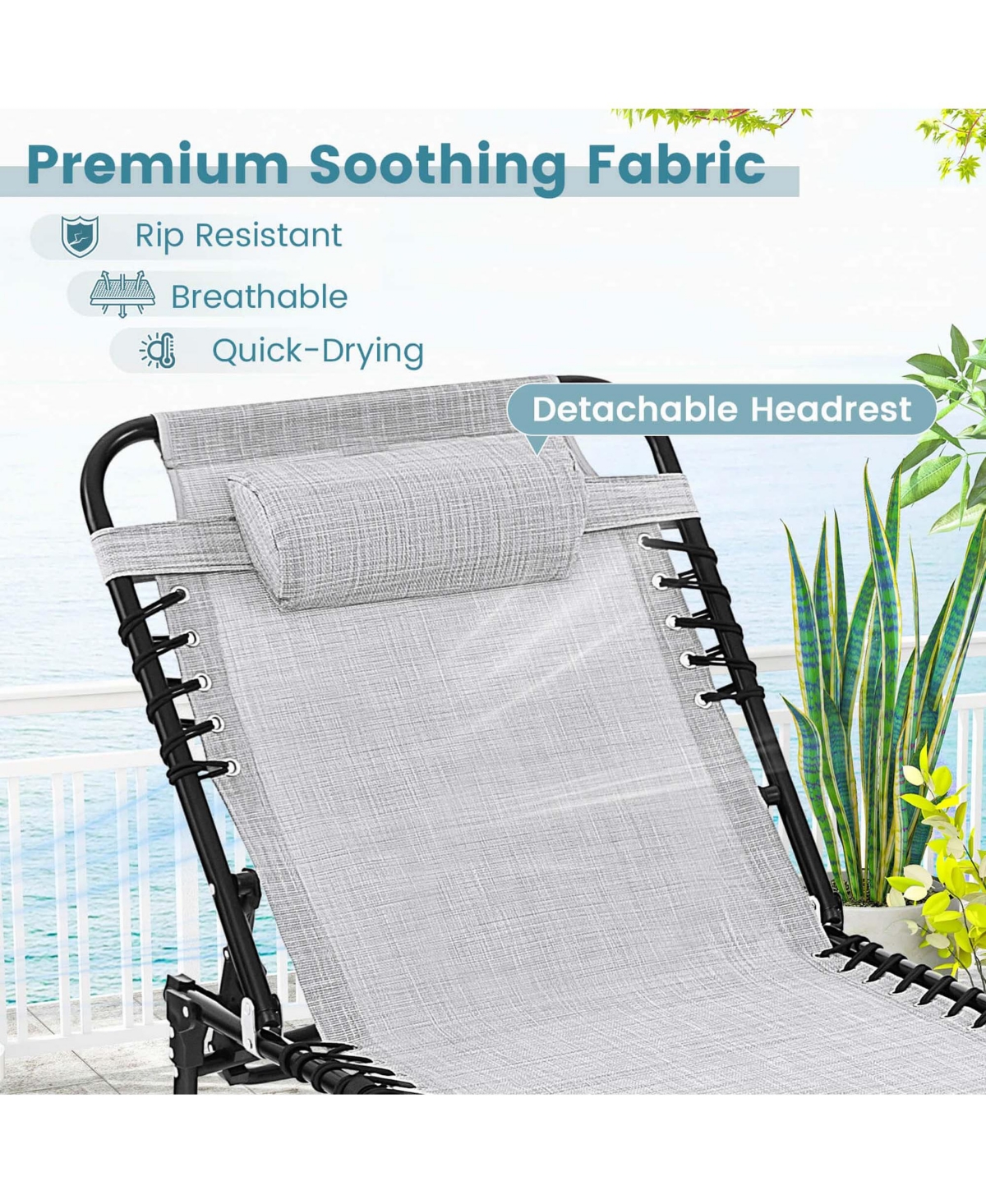 Costway Patio Folding Chaise Lounge Chair Portable Sun Lounger with Adjustable Backrest