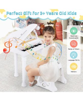 31 Keys Kids Piano Keyboard Toy Toddler Musical Instrument with Stool & Microphone