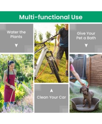 Garden Water Hose Reel Cart with 4 Wheels and Non-slip Grip - Green