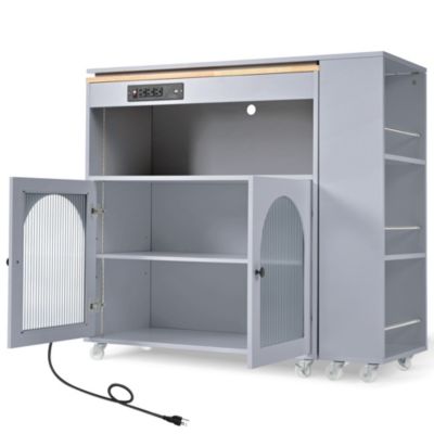 Streamdale Portable Kitchen Island with LED Lights & Storage