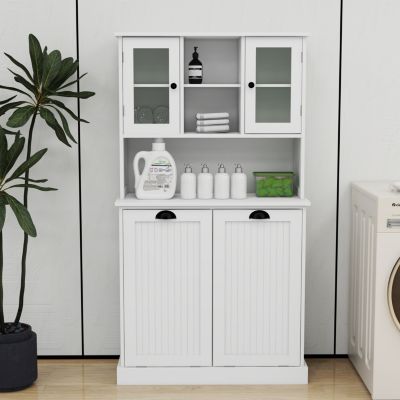 Tilt-Out Laundry Basket Cabinet with Shelves