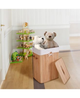 Rectangle Bamboo Hamper Laundry Basket Washing Cloth Bin Lid