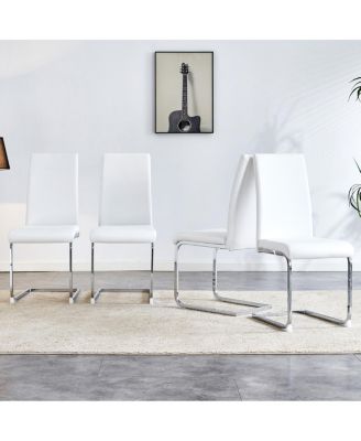 PU Leather Dining Chairs, Set of 4, White