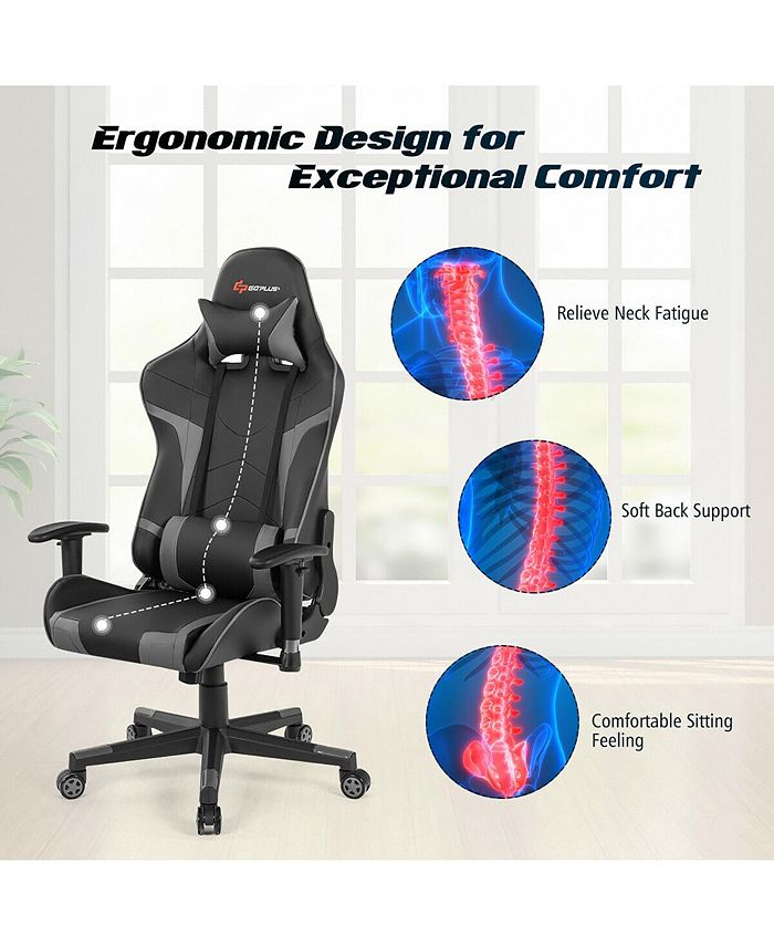 Costway Massage Gaming Chair Reclining Swivel Racing Office Chair Macy's