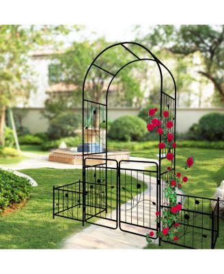 Metal Garden Arch with Gate, 79.5" W x 86.6" H