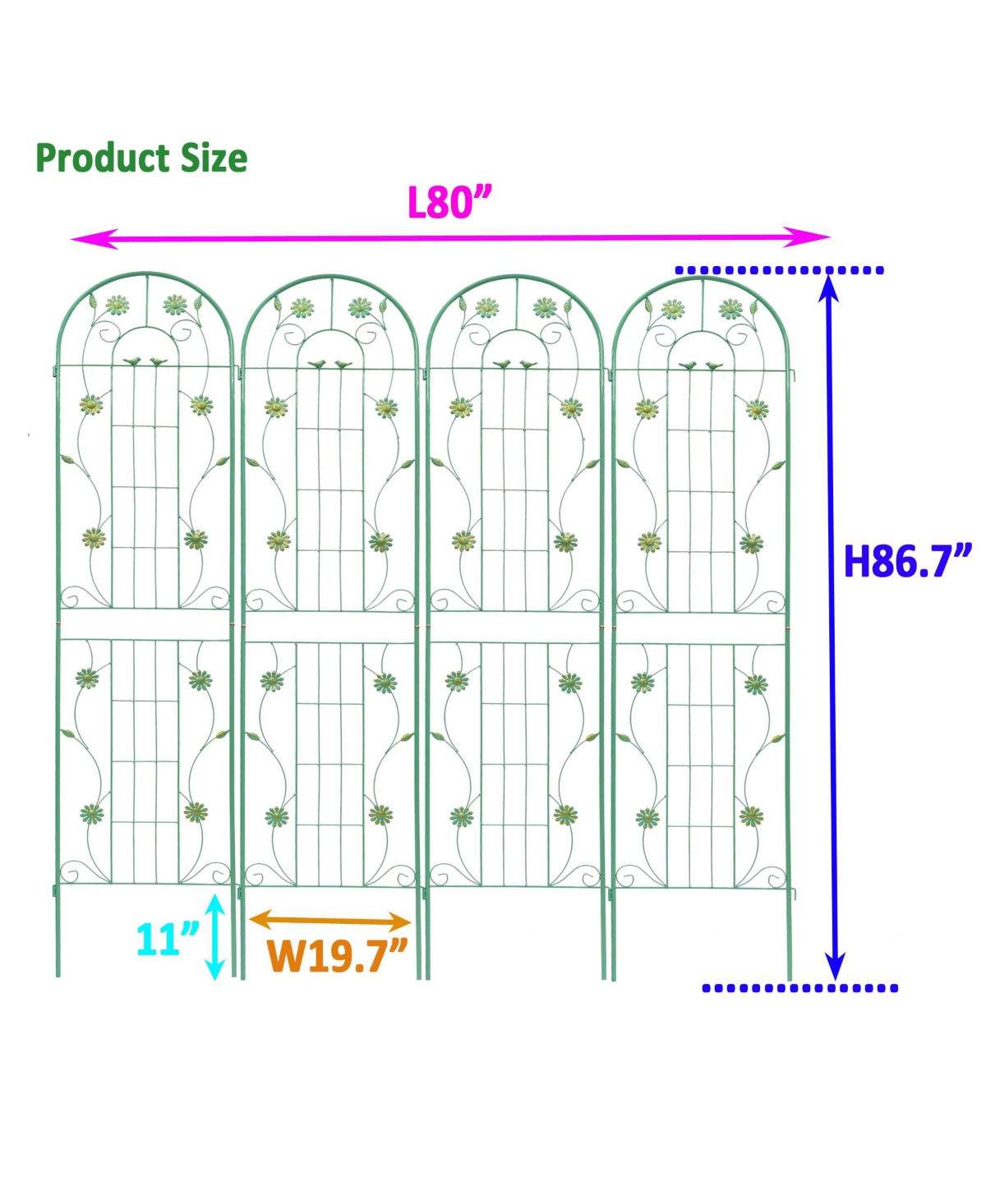 Streamdale Furniture Metal garden trellis for climbing plants, 86.7