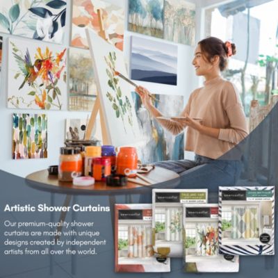 Aqua Floral by Hope Bainbridge Floral Shower Curtain, 71x74