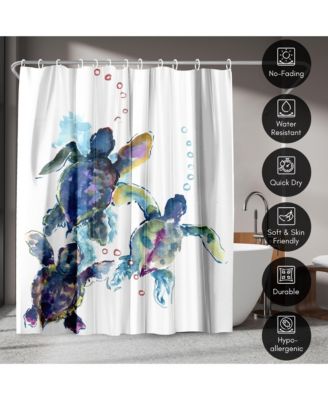 71x74 Coastal Shower Curtain - Baby Sea Turtles by Suren Nersisyan