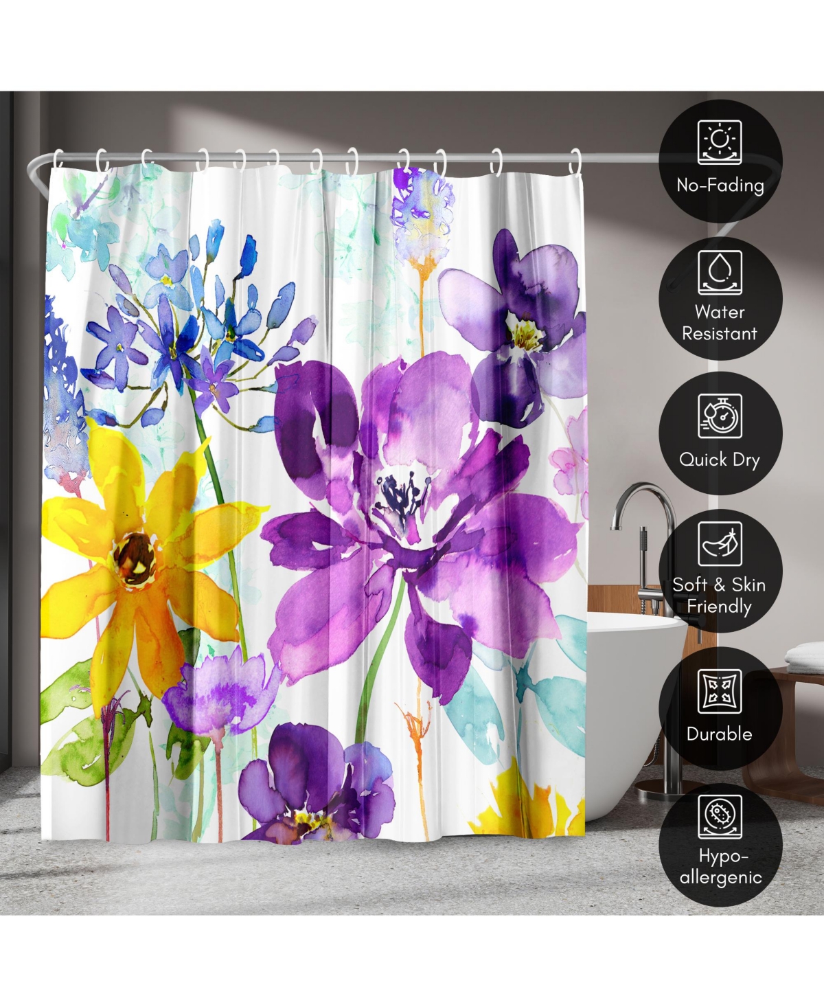 71x74 Botanical Shower Curtain - Floral Shimmer by Harrison Ripley