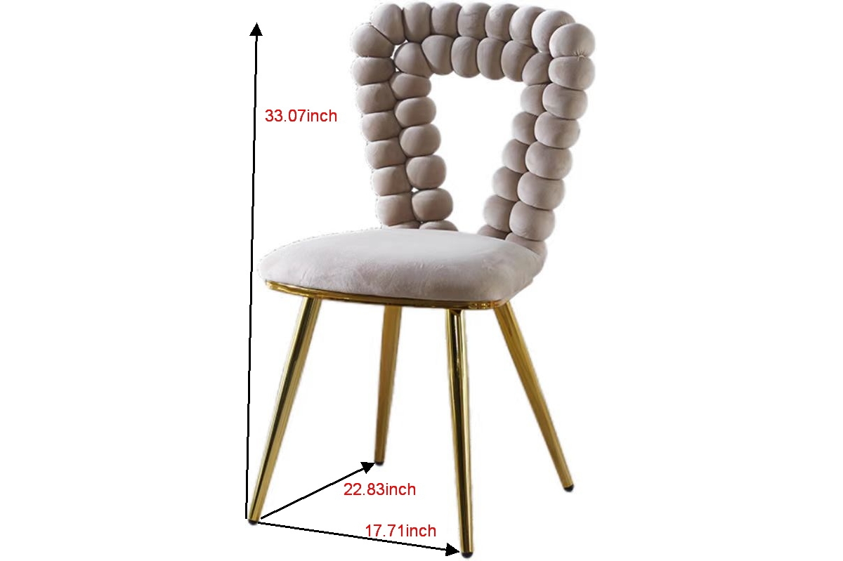 Streamdale Furniture Chair set with iron legs, cushion, and backrest, for dining, living, cafe - White+gold