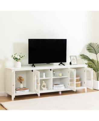  Antique White TV Cabinet with Glass Door