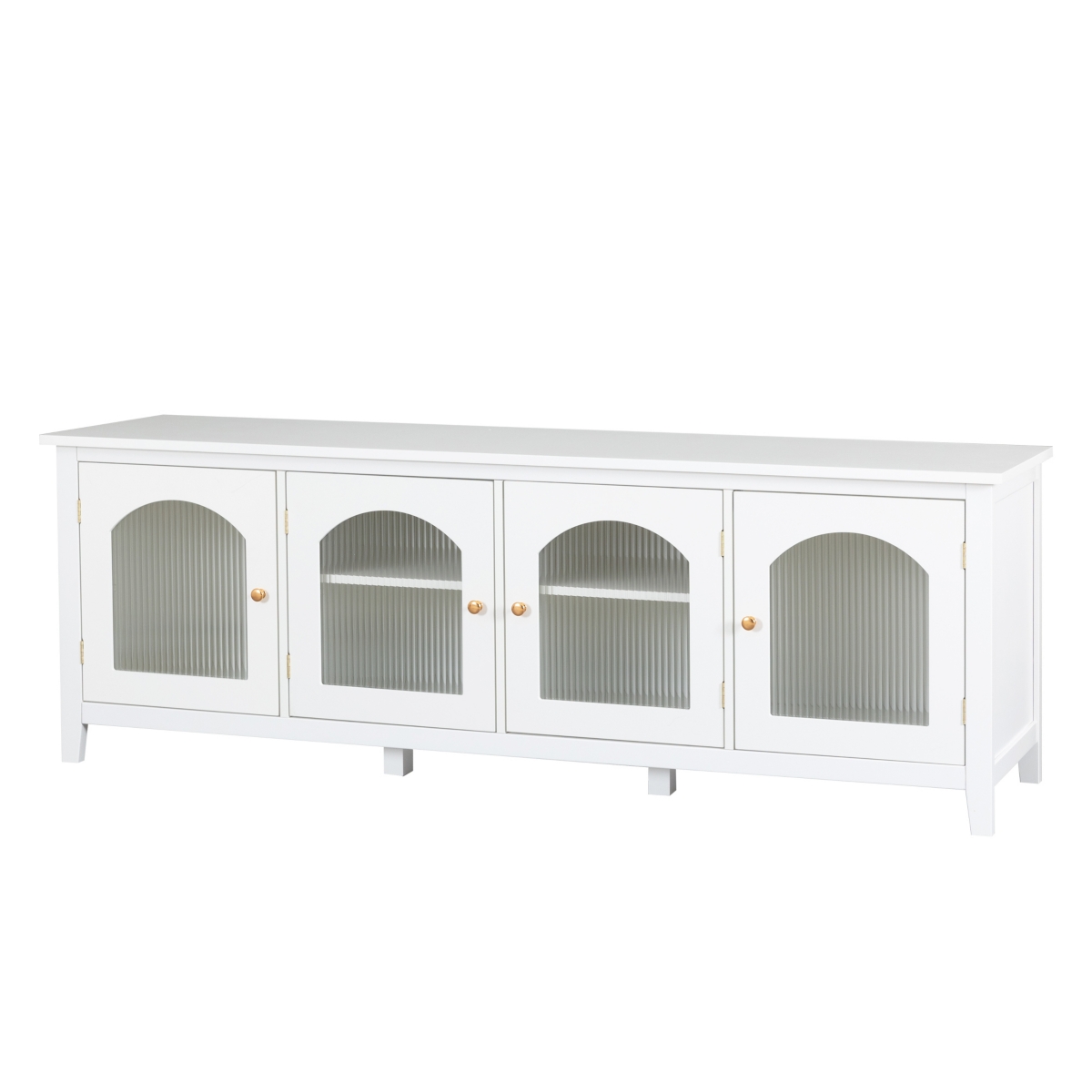 Streamdale Furniture 71" Stylish Tv Cabinet Entertainment Center, Solid Wood Frame, Glass Door - Antique White